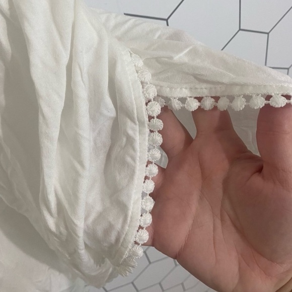 Topshop White Pom Pom Trim Faux Wrap Sleeveless Beach Romper SIZE MEDIUM - Picture 5 of 8